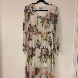 Floral Lace-Up Maxi Dress